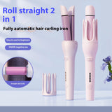 2-in-1 Automatic Hair Curler & Straightener, Rotating Ceramic Curling Iron with 3 Heat Settings, Fast Heating & Negative Ion Technology

