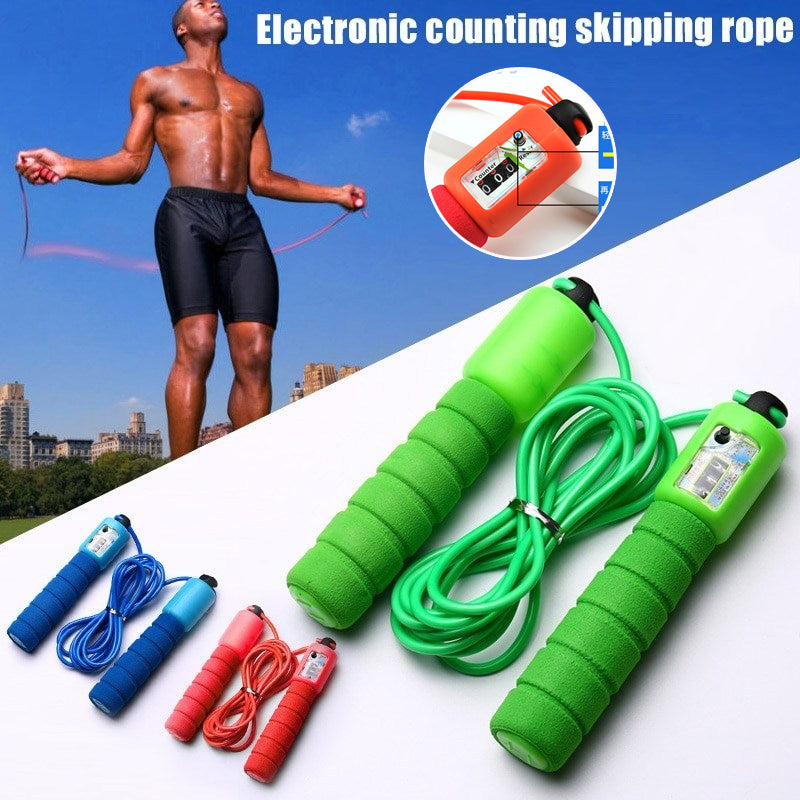 Adjustable Jump Rope with Counter, Digital Counting Skipping Rope with Comfortable Foam Handles for Adults and Kids, Fitness Workout & Cardio Training

