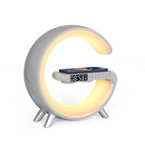 G-Shaped Smart LED Table Lamp with Bluetooth Speaker, 15W Wireless Charger, App & Voice Control for Bedroom & Home