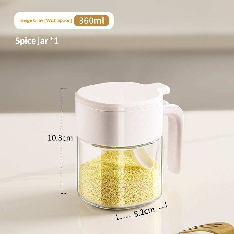 360ml Glass Seasoning Jar with Flip-Top Lid, Modern Spice Storage Container for Salt, Pepper & Kitchen Seasonings