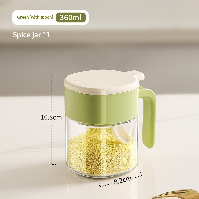 360ml Glass Seasoning Jar with Flip-Top Lid, Modern Spice Storage Container for Salt, Pepper & Kitchen Seasonings