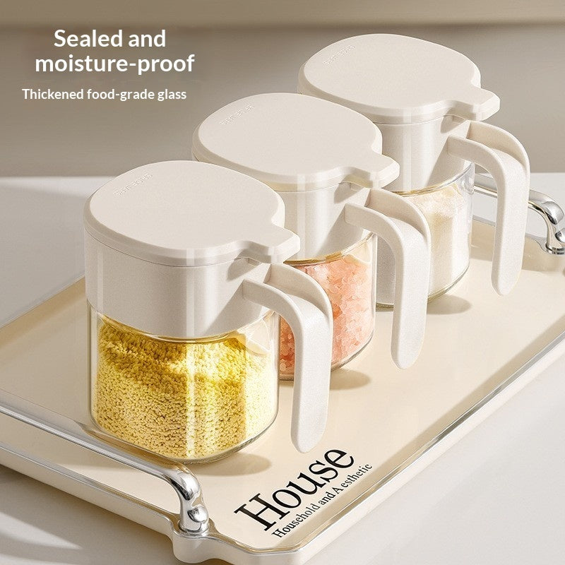 360ml Glass Seasoning Jar with Flip-Top Lid, Modern Spice Storage Container for Salt, Pepper & Kitchen Seasonings