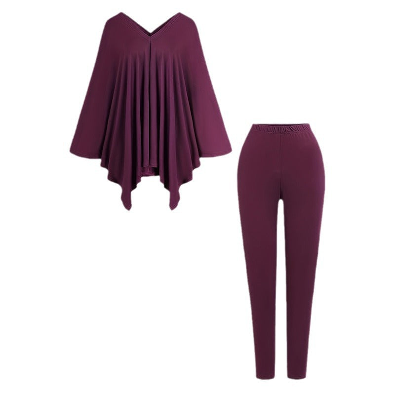 Fashionable Homey Solid-color Casual Chic Two-piece Set
