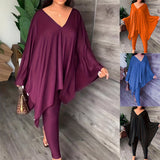 Fashionable Homey Solid-color Casual Chic Two-piece Set
