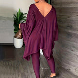 Fashionable Homey Solid-color Casual Chic Two-piece Set