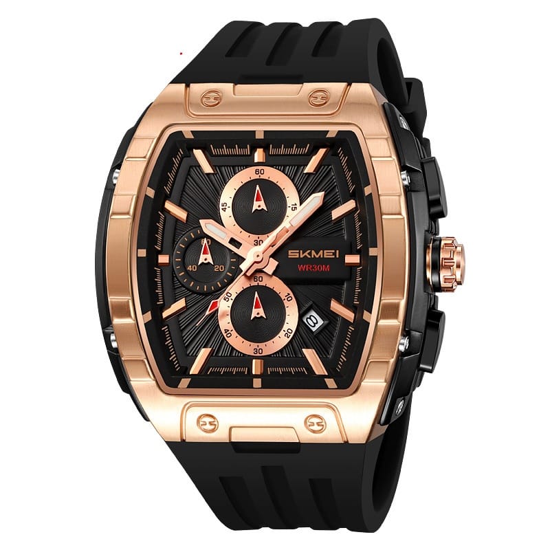 Men's Barrel-Shaped Quartz Watch | Business Chronograph Style Wristwatch