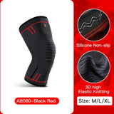 Elastic compression knee support sleeve by All In 1 SHOPPING, designed for gym and running, shown on a person's knee.