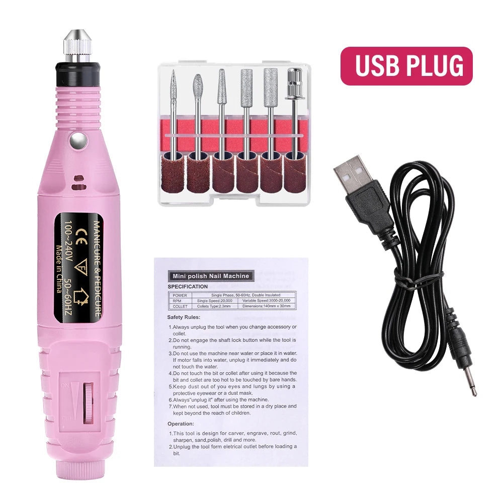 LULAA electric nail drill machine set for professional manicure and pedicure, with various attachments and ergonomic design.