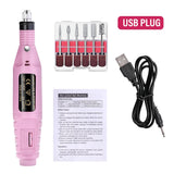 LULAA electric nail drill machine set for professional manicure and pedicure, with various attachments and ergonomic design.
