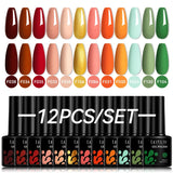 LILYCUTE 12PCs 7ml Nude Brown Red Nail Gel Polish Set Semi Permanent UV Gel For Nail Art Manicure Soak Off Gel Nail Polish Kit
