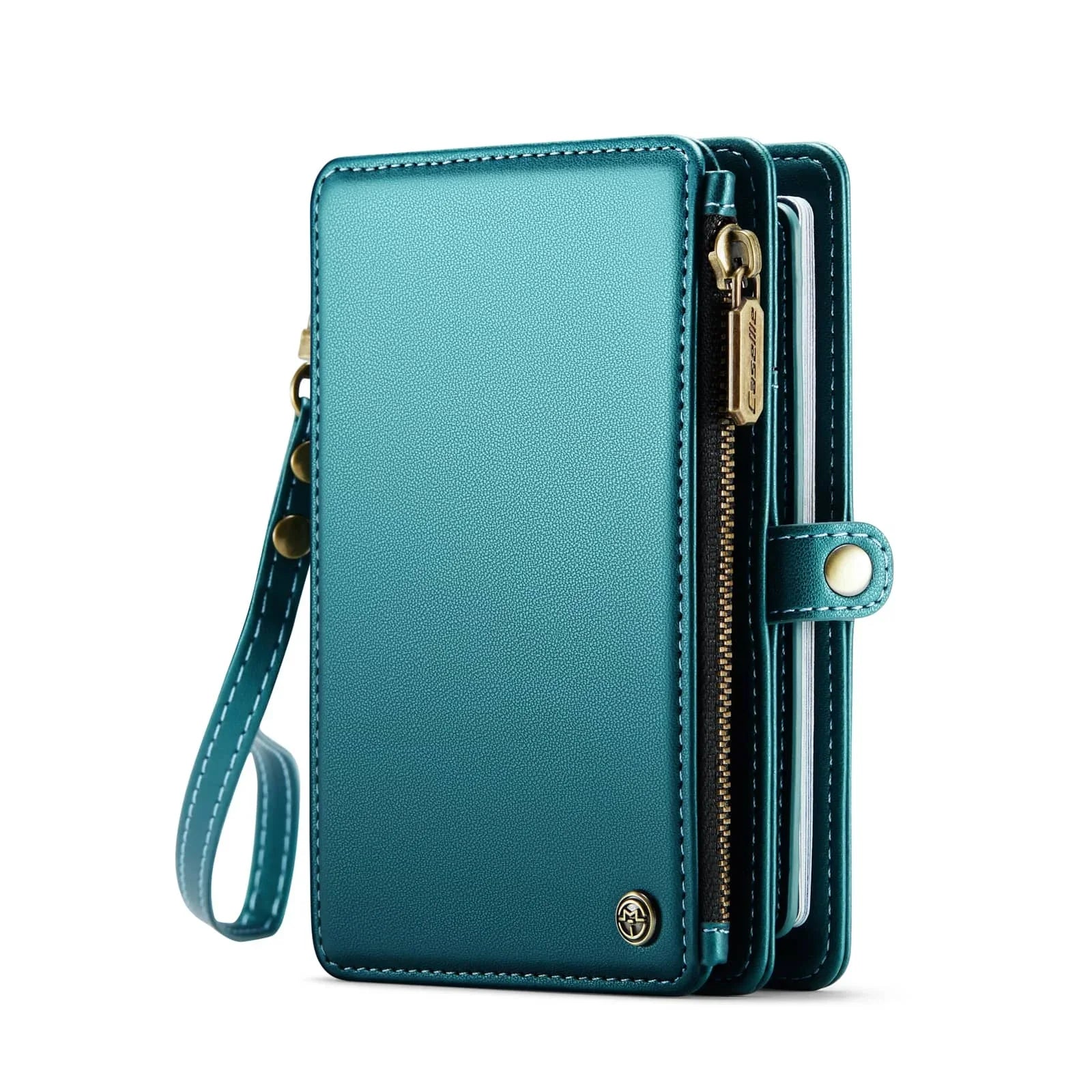 Passport Holder for Travel, Passport Case Wallet With Strap Wristlet and Zipper Wallet for Men Women Gold