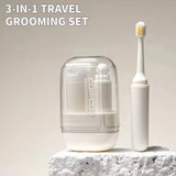 All In 1 SHOPPING 3-in-1 travel toiletry set with toothbrush, toothpaste, and mouthwash cup organizer for easy packing and organization