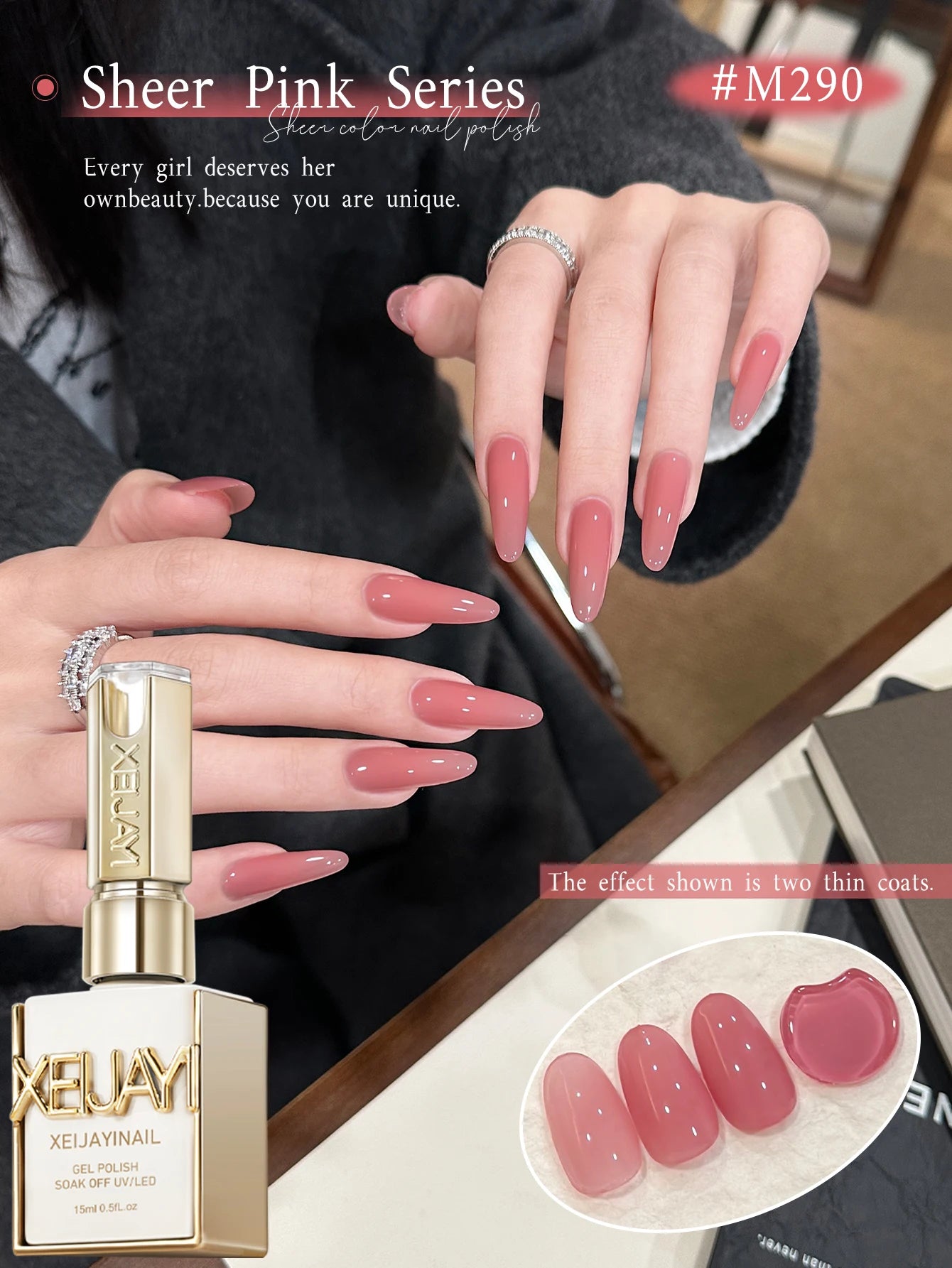 XEIJAYI 1/6pcs Pink Series Gel Nail Polish, 15ml French Nail Gel Polish, Soak Off UV Light Cure Gel Polish For Nail Decoration