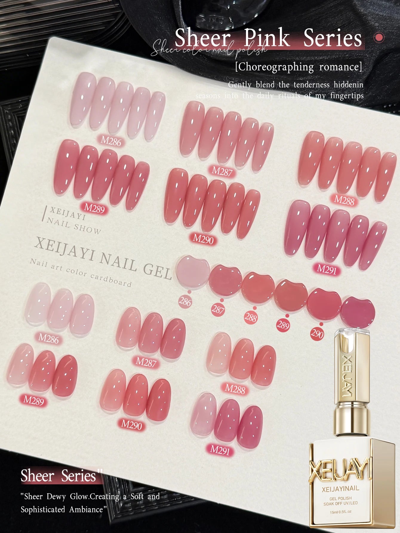 XEIJAYI 1/6pcs Pink Series Gel Nail Polish, 15ml French Nail Gel Polish, Soak Off UV Light Cure Gel Polish For Nail Decoration