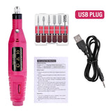 LULAA Electric Nail Drill Machine set with professional manicure and pedicure tools, featuring a compact design and multiple bit attachments.