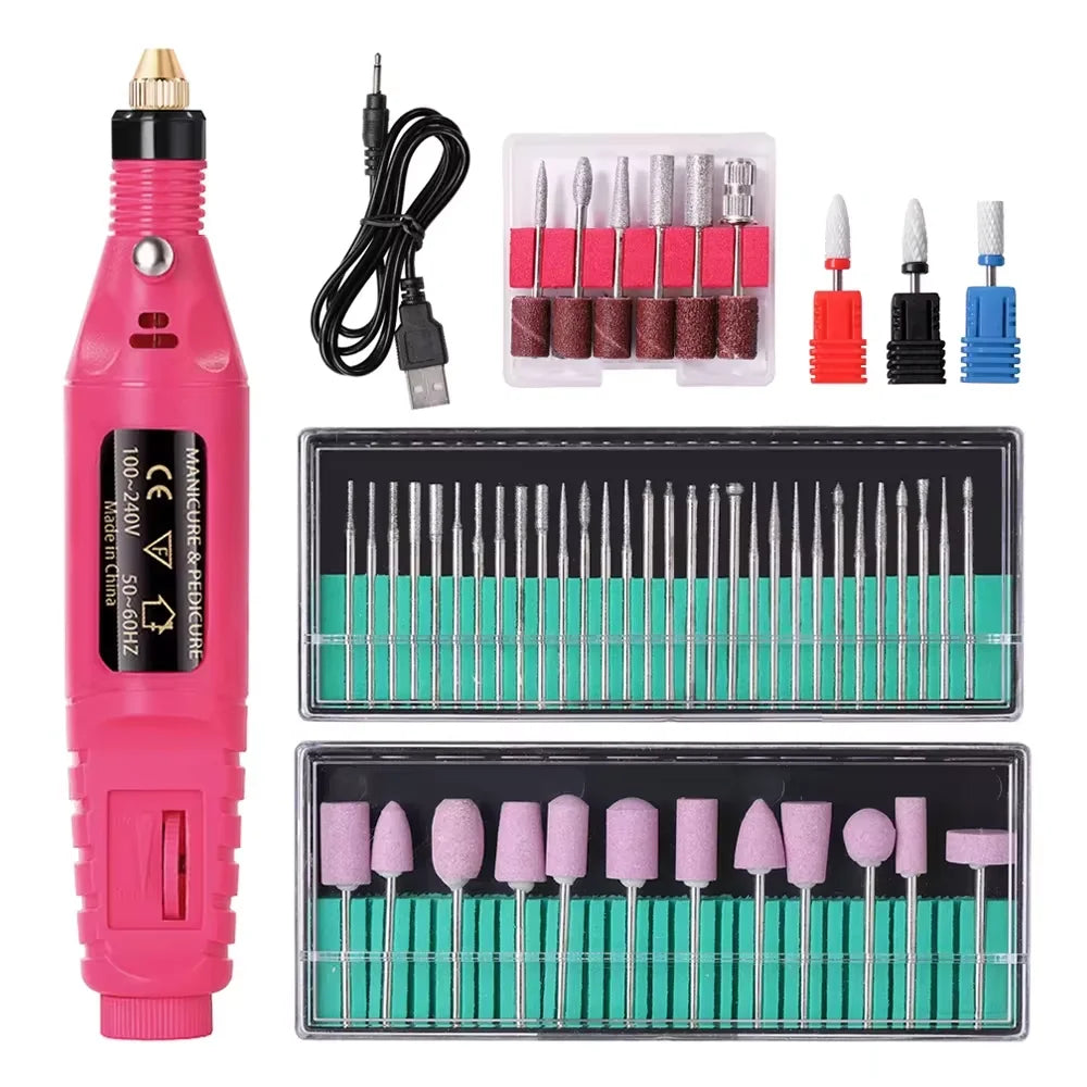 Electric nail drill machine set by All In 1 SHOPPING with manicure and pedicure nail polisher tools, compact and professional.