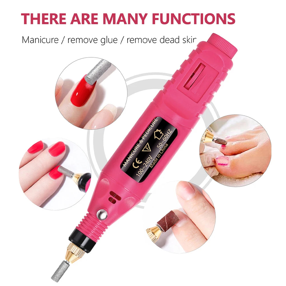 LULAA electric nail drill machine set with manicure and pedicure tools, professional electric nail polisher and nail art accessories.