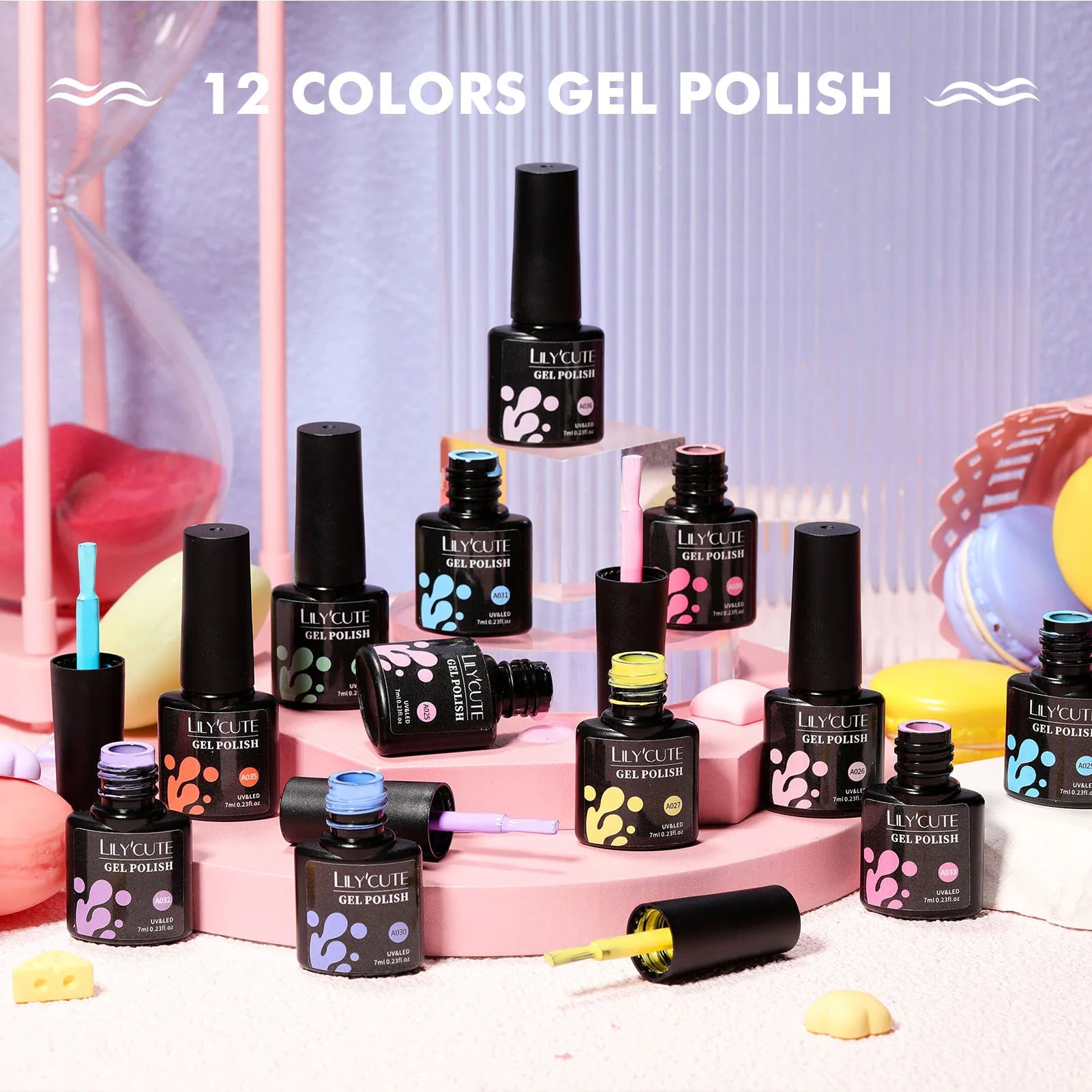 LILYCUTE 12PCs 7ml Nude Brown Red Nail Gel Polish Set Semi Permanent UV Gel For Nail Art Manicure Soak Off Gel Nail Polish Kit