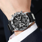 4PCS Fashion Arabic Dial Men Business Quartz Watch CasuSilicone Strap Wristwatch With Necklace Set Reloj Hombre (Without Box)