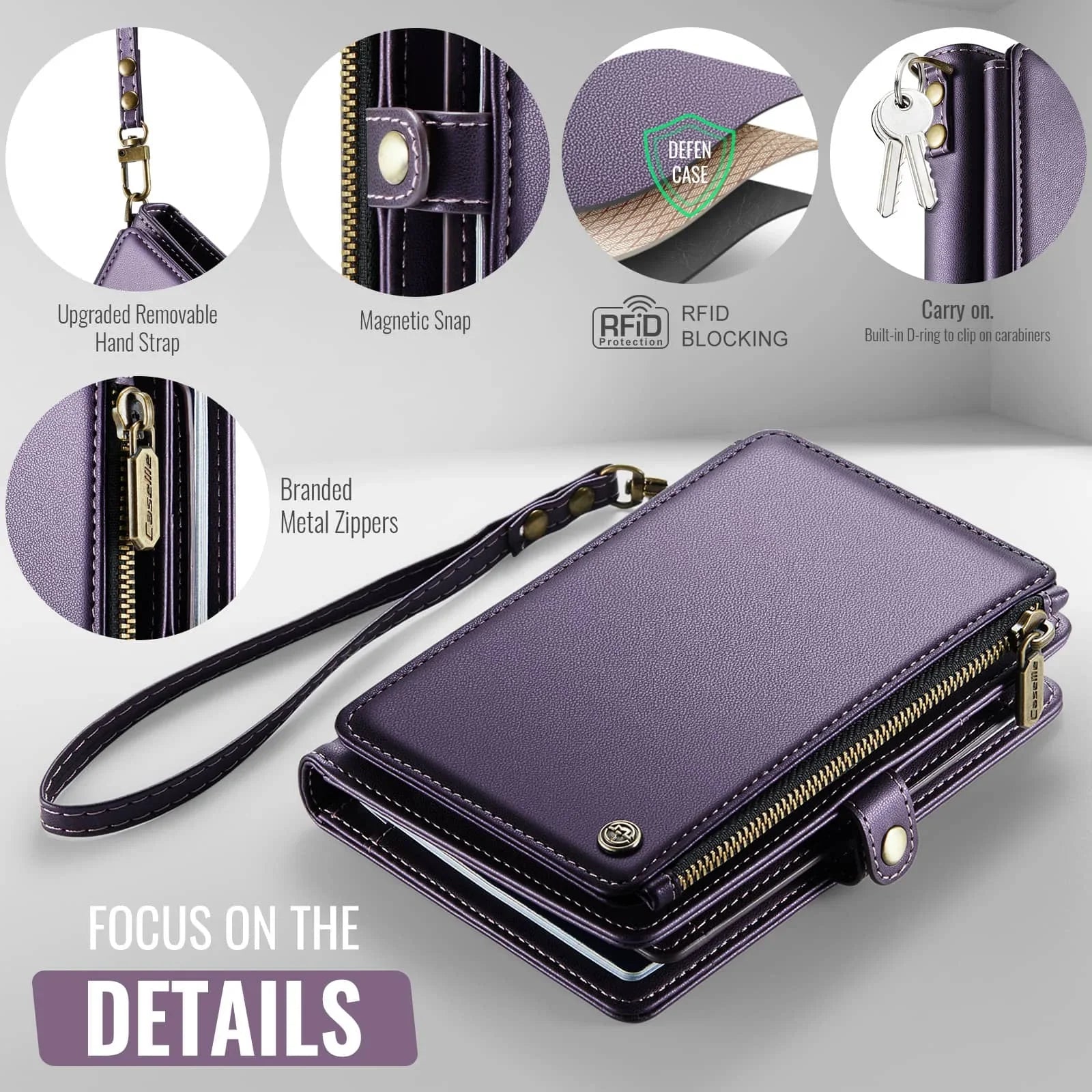 Passport Holder for Travel, Passport Case Wallet With Strap Wristlet and Zipper Wallet for Men Women Gold