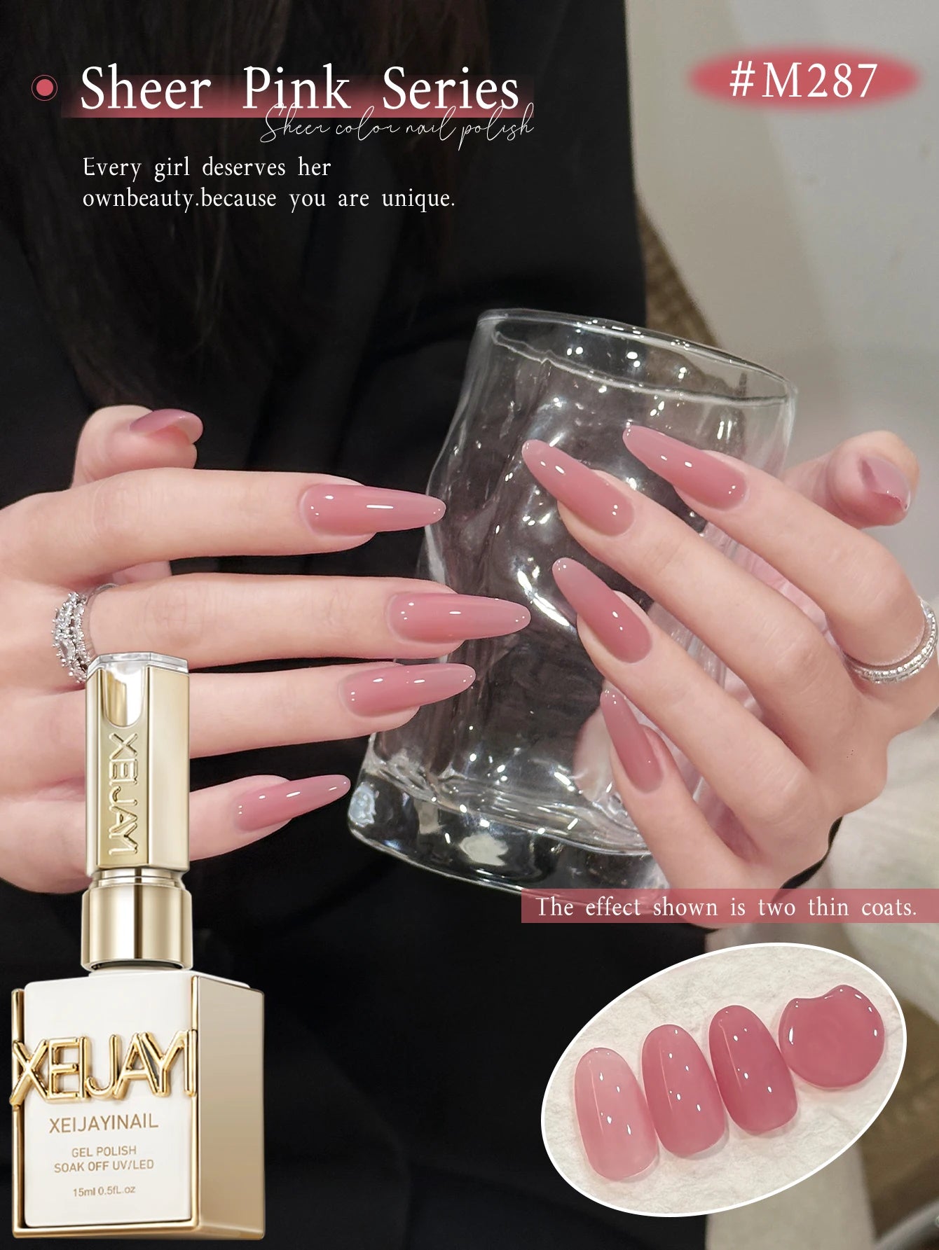 XEIJAYI 1/6pcs Pink Series Gel Nail Polish, 15ml French Nail Gel Polish, Soak Off UV Light Cure Gel Polish For Nail Decoration