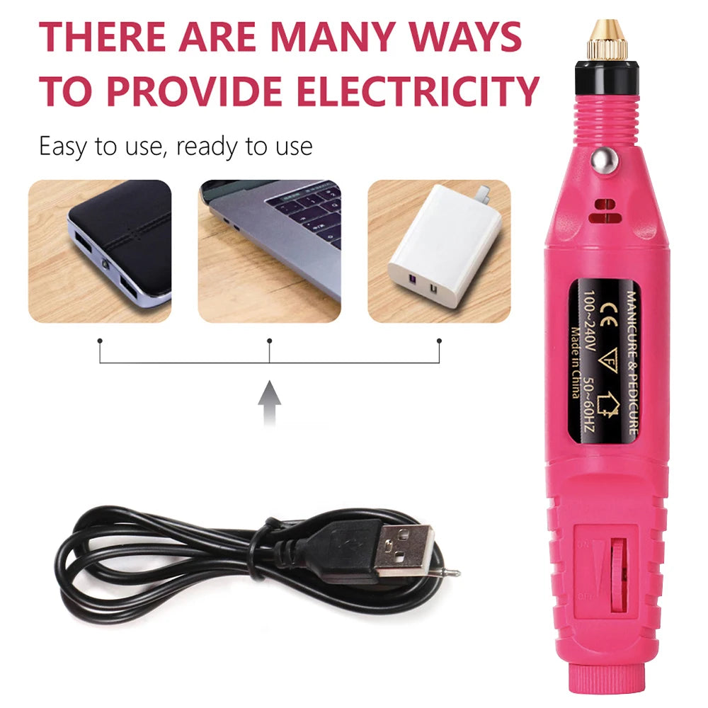 LULAA electric nail drill machine set for professional manicure and pedicure, with nail polisher and various attachments.