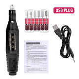 LULAA electric nail drill machine set for professional manicure and pedicure, with multiple polishing and filing attachments.