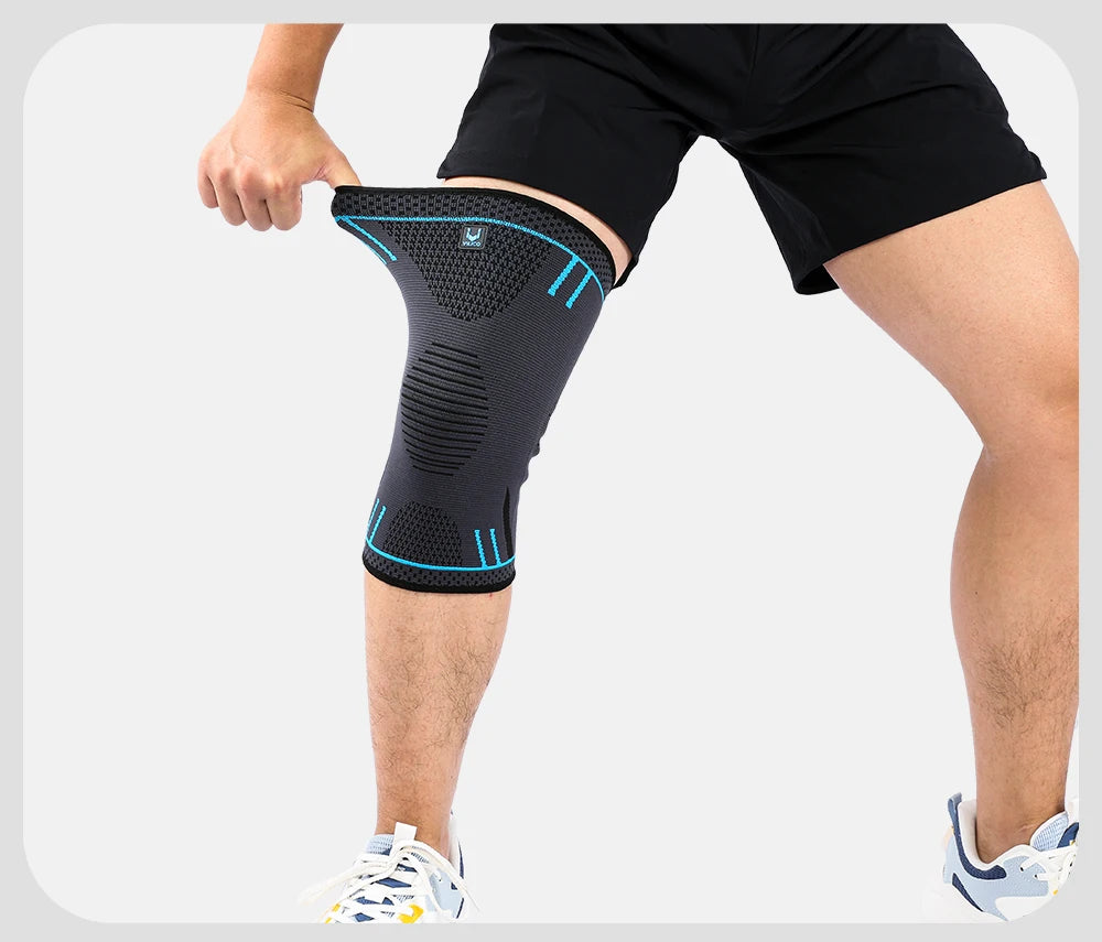 Elastic compression knee support sleeve by All In 1 SHOPPING, designed for sports, gym, and running with a snug fit.