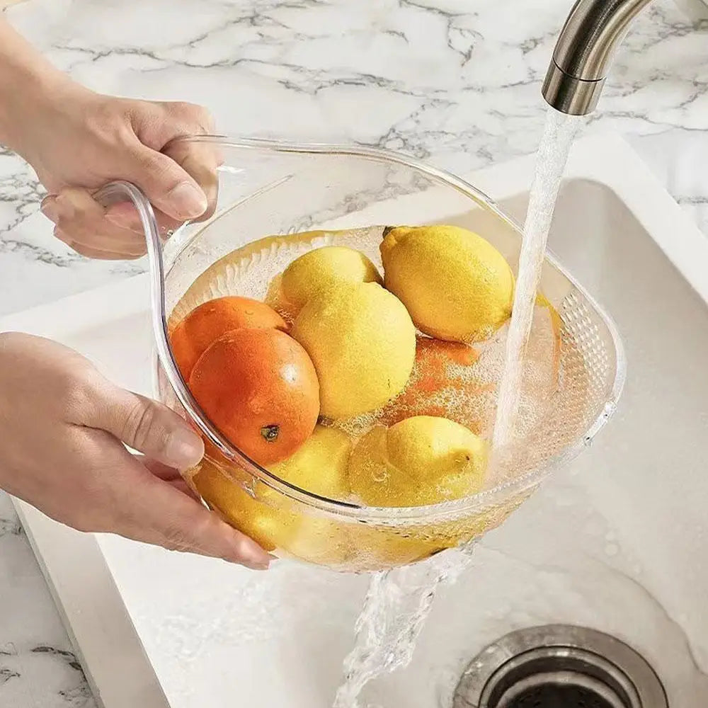 All In 1 SHOPPING rice washing bowl and kitchen colander for vegetables, fruits, and food straining with mesh design