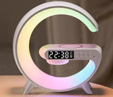 G-Shaped Smart LED Table Lamp with Bluetooth Speaker, 15W Wireless Charger, App & Voice Control for Bedroom & Home