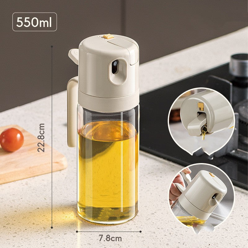 2-in-1 Oil Sprayer and Dispenser Bottle, 550ml Glass Olive Oil Mister with Pouring & Spraying Modes for Cooking, BBQ, Baking and Salad | All In 1 Shopping