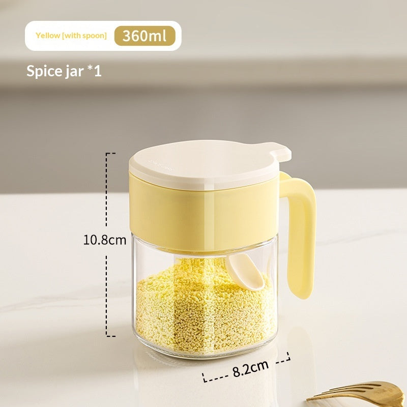 360ml Glass Seasoning Jar with Flip-Top Lid, Modern Spice Storage Container for Salt, Pepper & Kitchen Seasonings