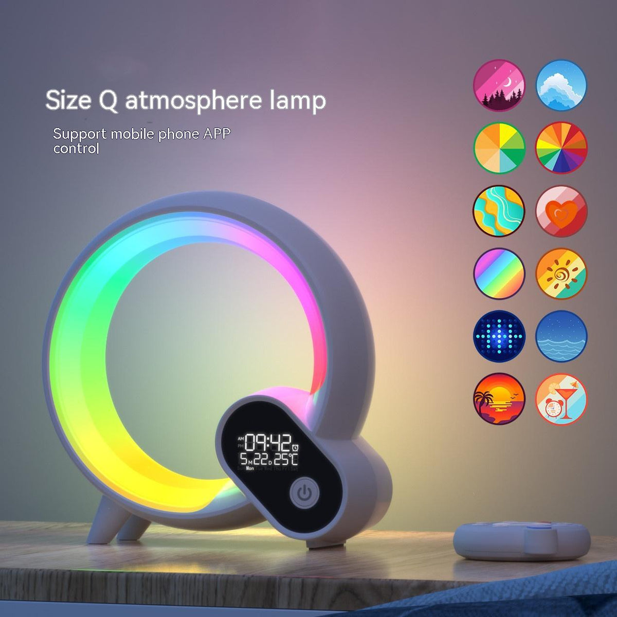 Q Smart Sunrise Alarm Clock with RGB Atmosphere Light, Bluetooth Audio, White Noise Sounds & App Control for Bedroom | All In 1 Shopping